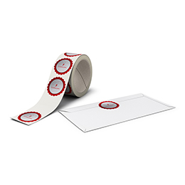 Custom-shaped labels on a roll