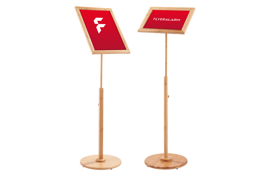 Soportes informativos de bambú regulables en altura