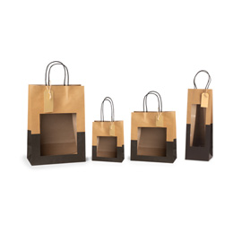 Paper Gift Bags with Window and Label