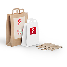 Paper Carrier Bags with Flat Handle Brown White