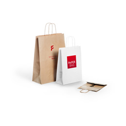 Paper Carrier Bags Brown / White with Cord