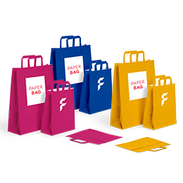 Paper Carrier Bags with Flat Handle, Colored