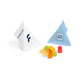 Piramide zakjes met reclame opdruk