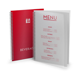Menu Cards with Wire-O Binding, Protective Cover