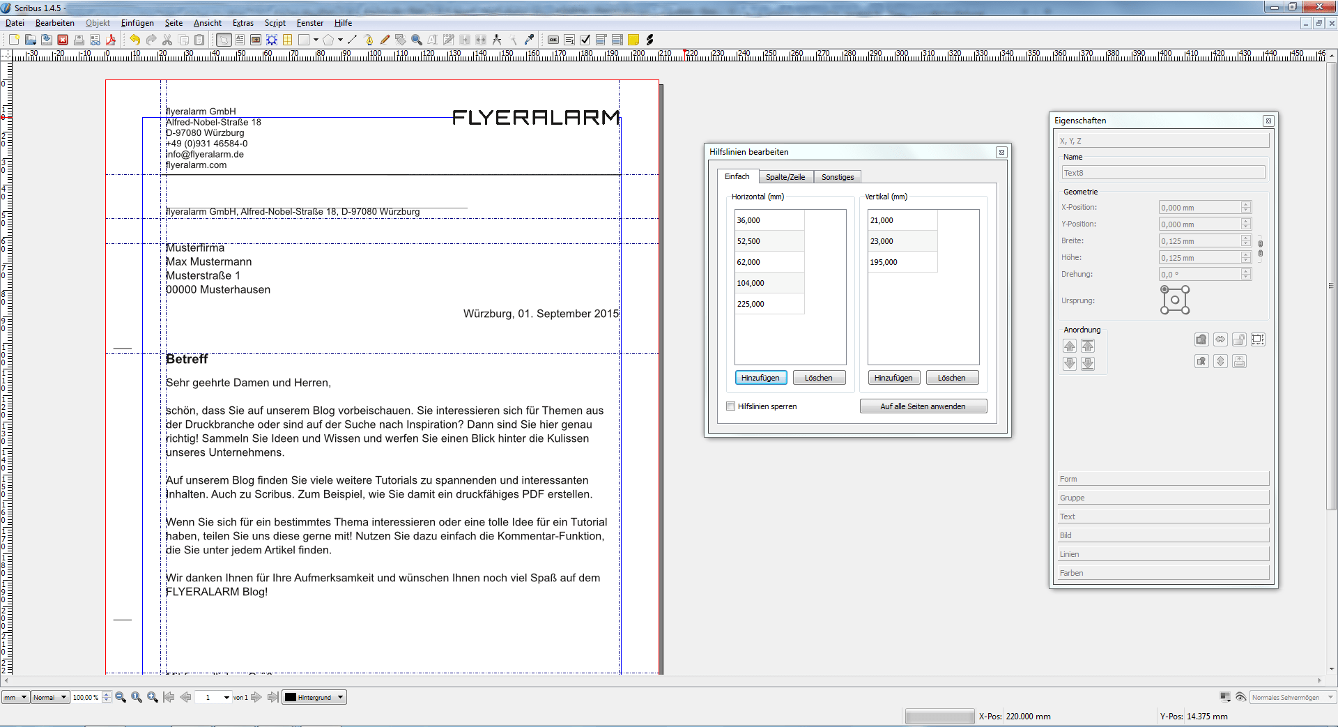 Tutorial Einen Geschaftsbrief Mit Scribus 1 4 5 Erstellen Flyeralarm