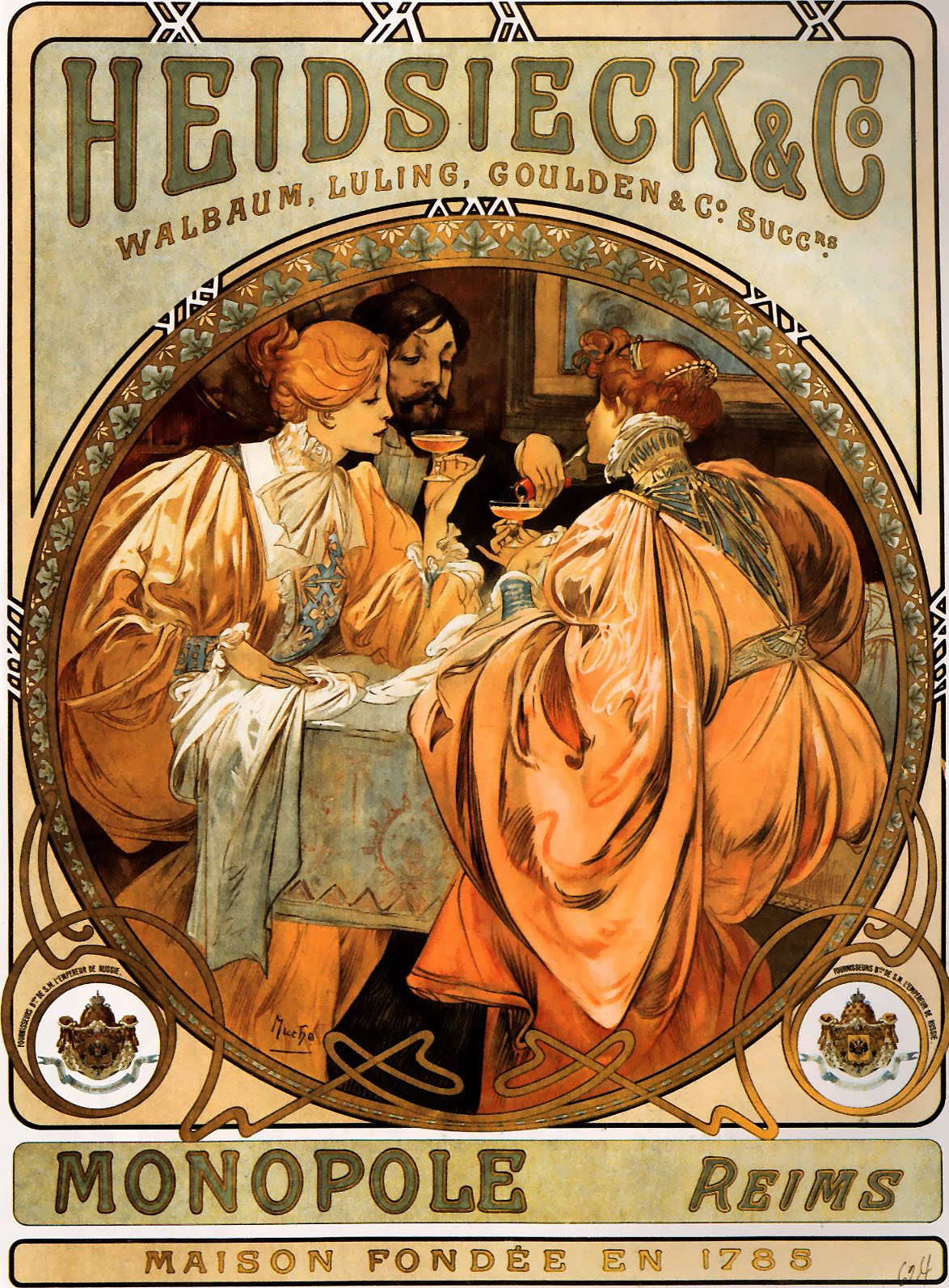 Alfons Mucha: Werbeplakat für das Champagnerhaus „Heidsieck & Co“, 1901