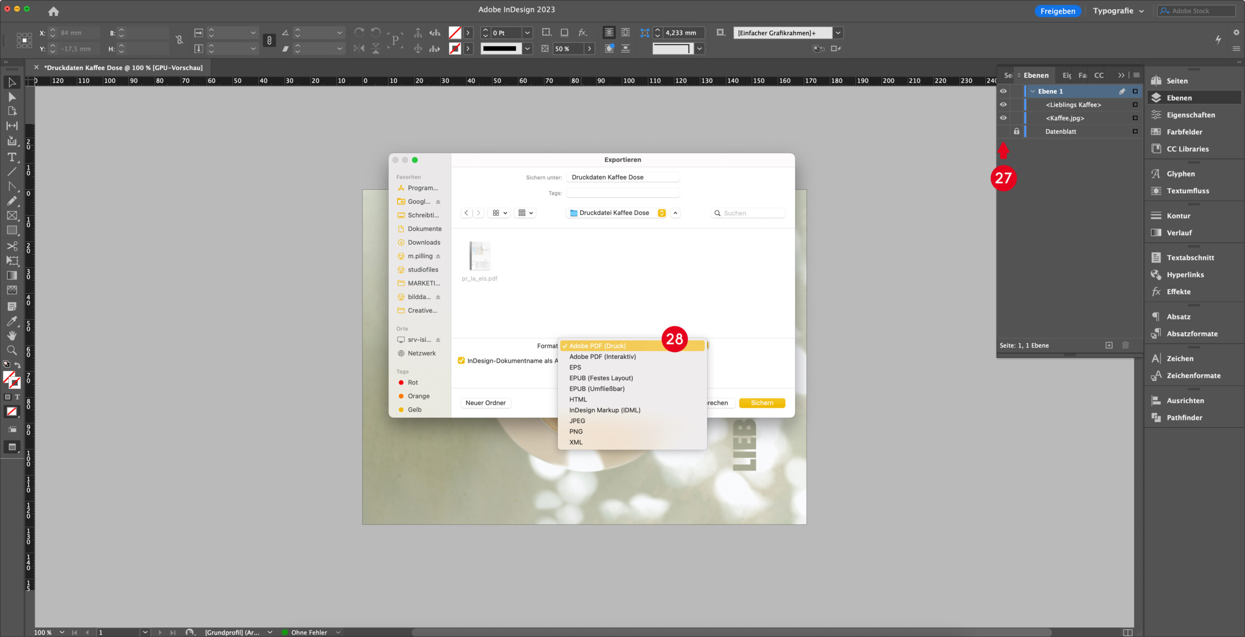 InDesign: Datei exportieren