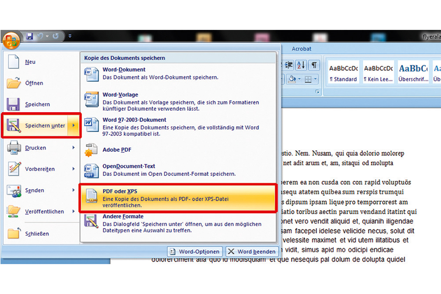 Tutorial Druckfahiges Pdf Mit Word 07 Erstellen Flyeralarm