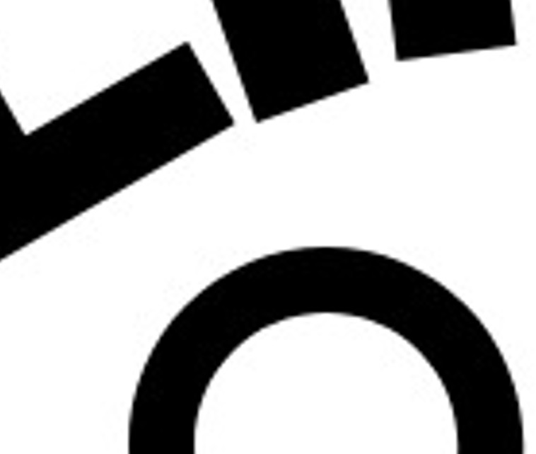Ein vergr&ouml;&szlig;erter Ausschnitt eines Logos, der einzelne Pixel zeigt