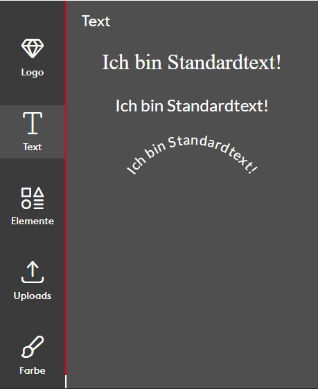 T-Shirt online gestalten: Standardtext