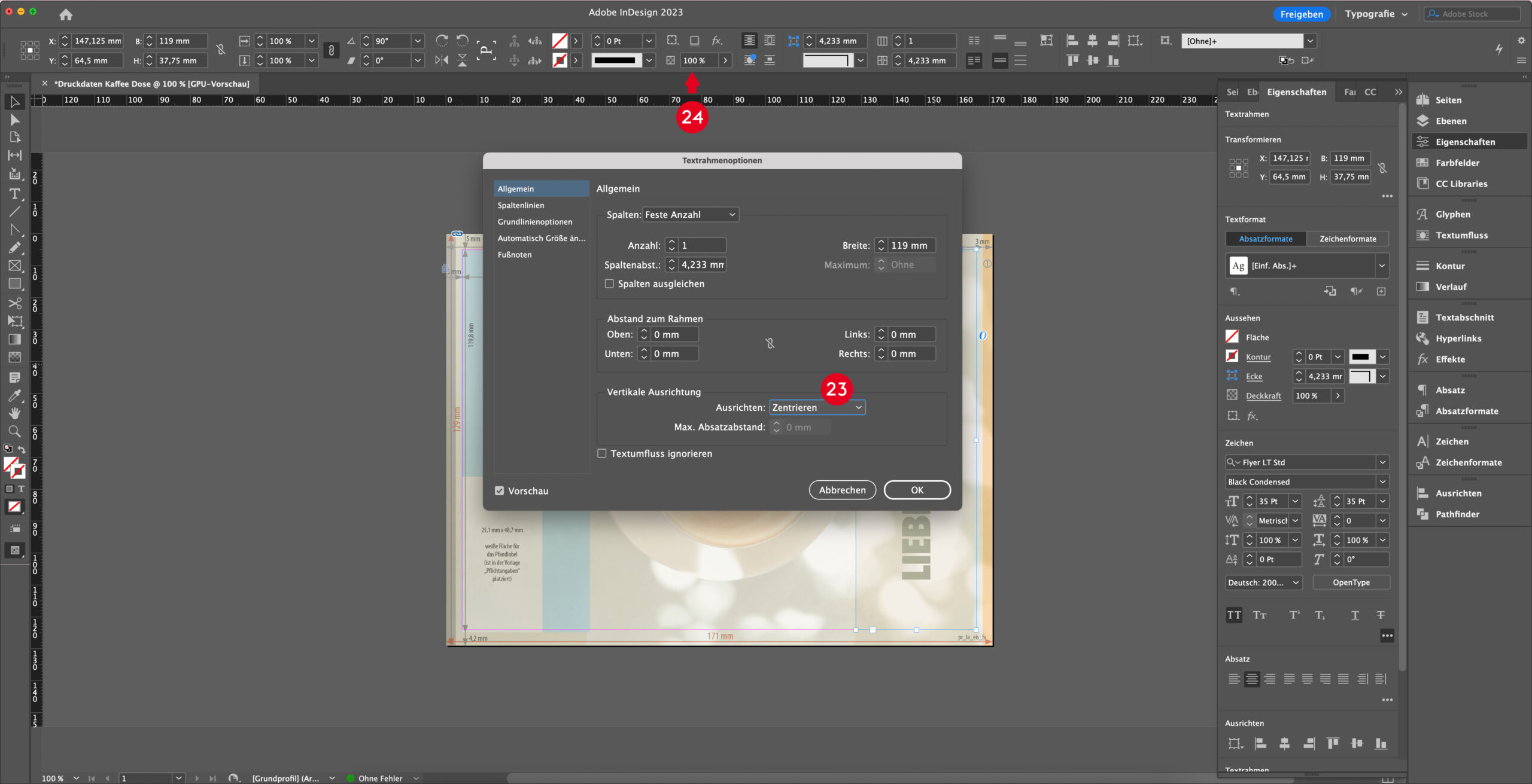 InDesign; Typografie festlegen