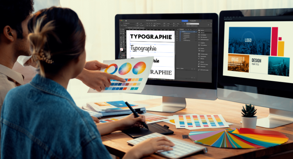 Eine Grafikerin gestaltet ein Layout