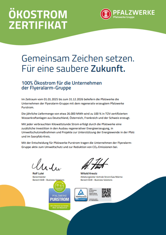 Ökostrom-Zertifikat 2025 – 2026