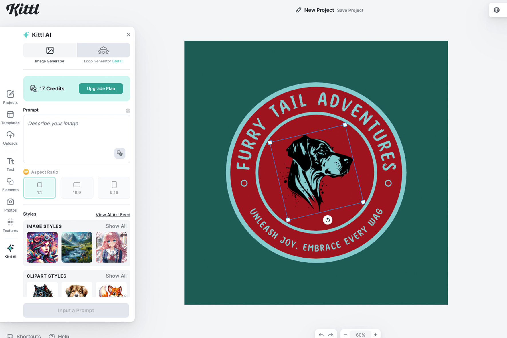 Screenshot der Nutzeroberfl&auml;che von Kittl