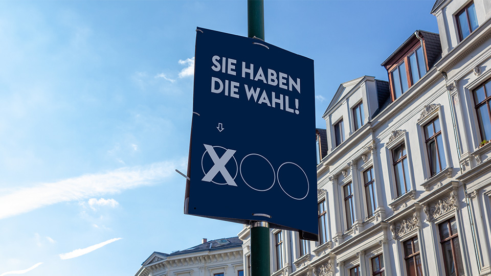 Wahlplakat aus wetterfester Hohlkammerplatte