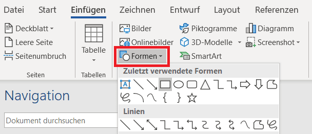 Hintergrund erstellen für Druckdaten Word Screenshot