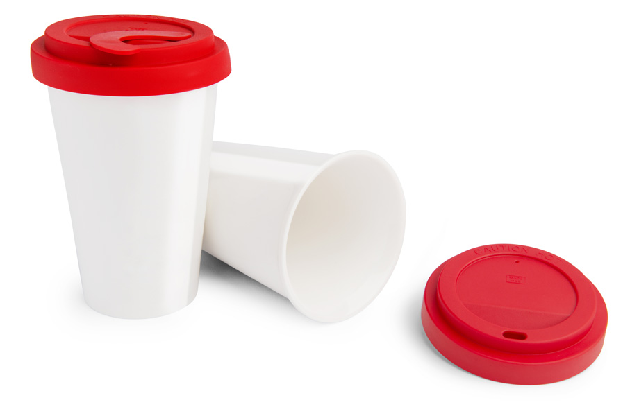 Muster Kaffeebecher aus Porzellan, doppelwandig bei FLYERALARM