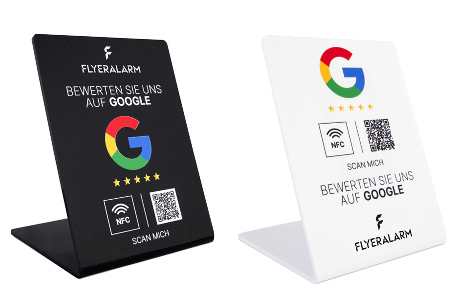 NFC-Aufsteller für Google Bewertung mit Druck