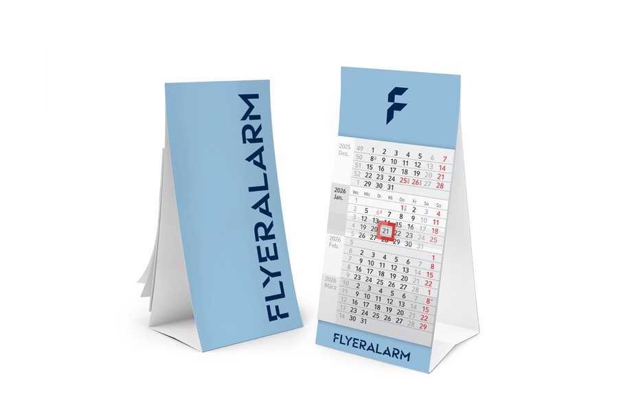 4-Monatskalender (Einblatt-Variante) mit auffaltbarer Stütze