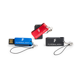 Mini USB-minnen med aluminiumhylsa och karbinhake