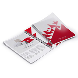 Brochures with spiral binding and polypropylene cover