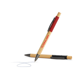 Kugelschreiber Bambus, farbig mit Alu-Elementen