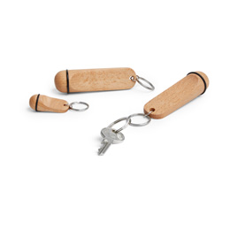 Produktprøve på hotel-nøgleringe af bøgetræ