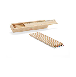 Buntstifte-Holzbox mit Lineal