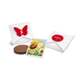Klappkarten mit Motiv-Verschluss und Blumensamen