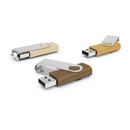 Muster USB-Sticks Holz mit Aluminiumbügel
